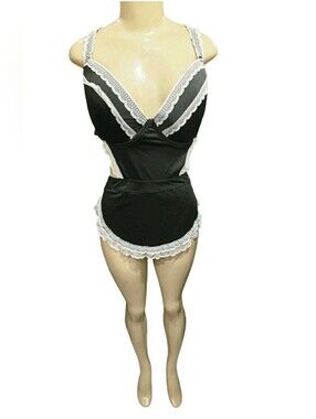 Ashley Stewart Plus Black White French Maid Just Sexy Lingerie Size 2X NWT